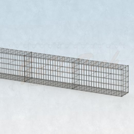 Gabionenzaun 19m lang, 25cm tief, 50cm hoch