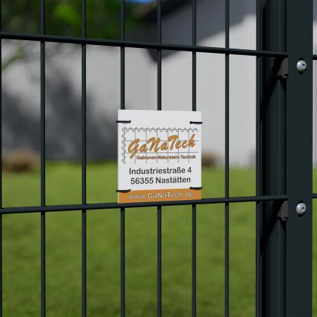 Werbeschild 115x115mm für Zäune und Gabionen