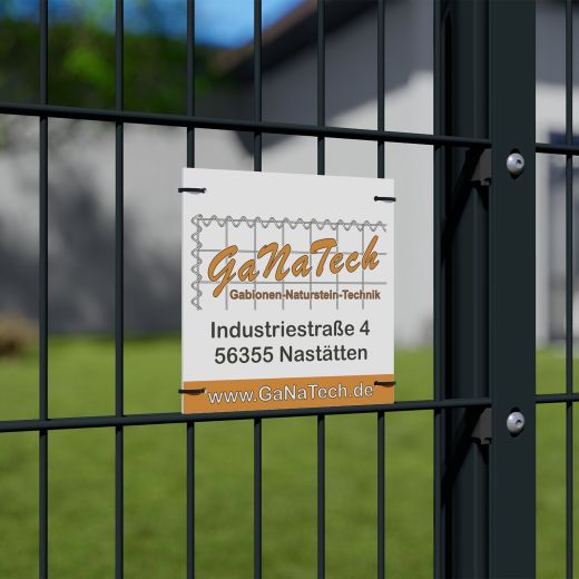 Werbeschild 165x165mm für Zäune und Gabionen