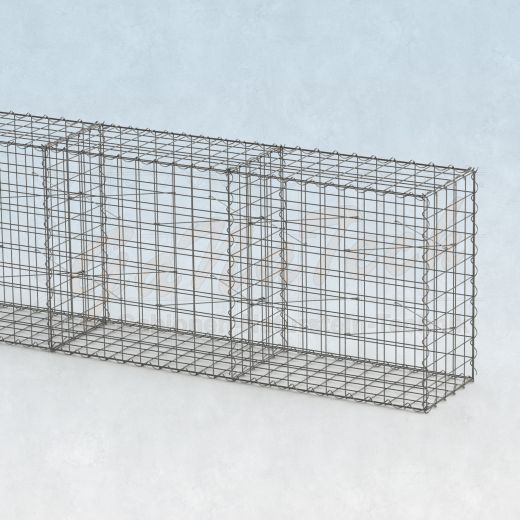 Gabionenwand 12,5m lang, 50cm tief, 100cm hoch