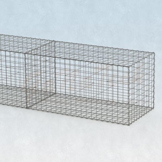 Gabionenwand 19m lang, 100cm tief, 100cm hoch