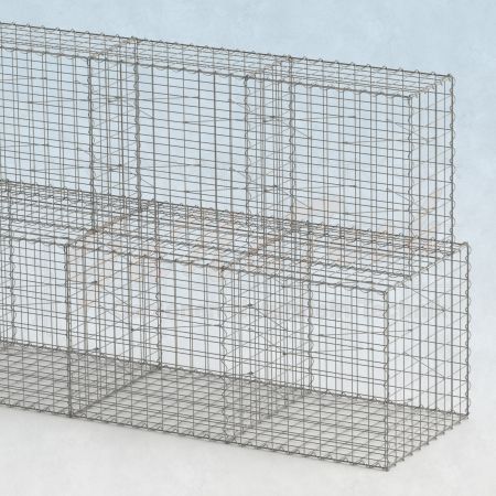 Gabionenwand 17m lang, 100cm/50cm tief, 200cm hoch