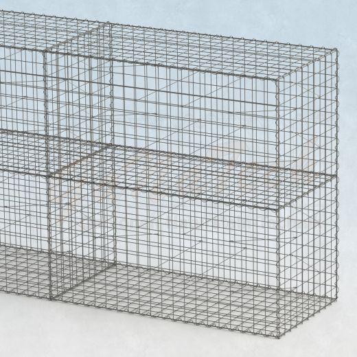 Gabionenwand 17m lang, 100cm tief, 200cm hoch