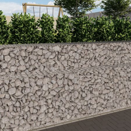 Gabionenwand 8m lang, 100cm/50cm tief, 150cm hoch