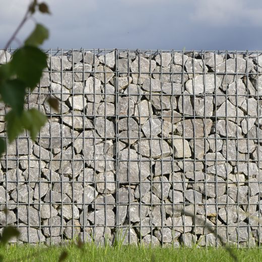 Gabionenmauer 100x100cm mit Klammern und Maschenweite 5x10cm