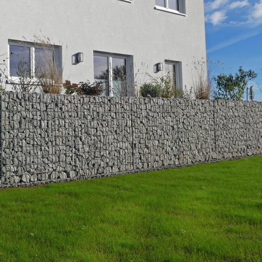 Gabionenmauer 50x100cm als Stützwand zur Abfangung von der Terrasse