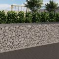 Gabionenwand 6,5m lang, 100cm tief, 100cm hoch